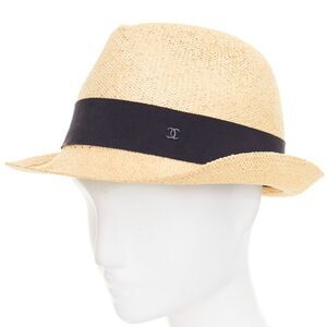 Chanel Straw Raffia CC Trilby Hat